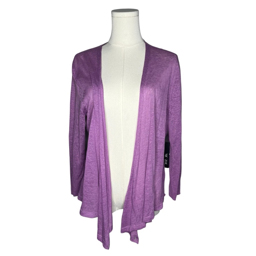 NEW Nic + Zoe Purple All Year 4 Way Lightweight Linen Blend Cardigan Topper - Picture 3 of 13